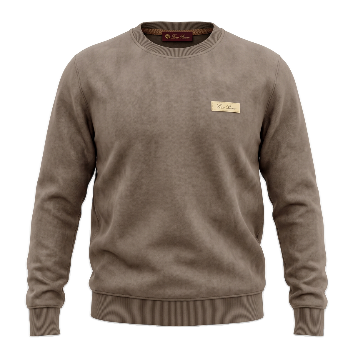 Loro Piana taupe gold plaque pullover