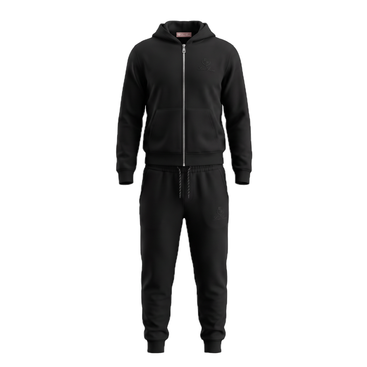 Loro Piana black zip hoodie & jogger set
