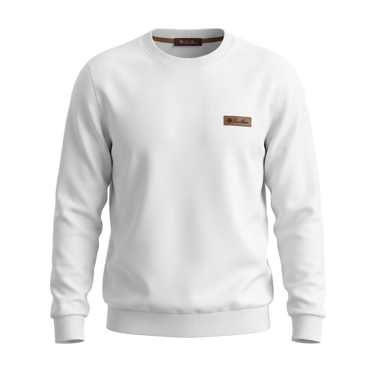 Loro Piana white leather patch pullover