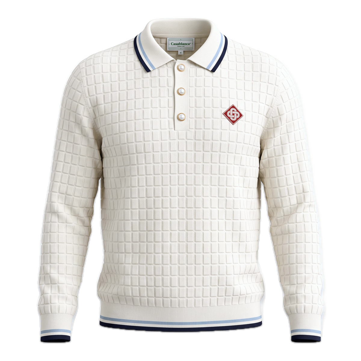 Casablanca off-white tipped polo collar pullover