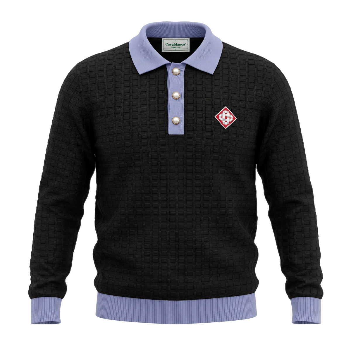Casablanca black & lavender polo collar pullover
