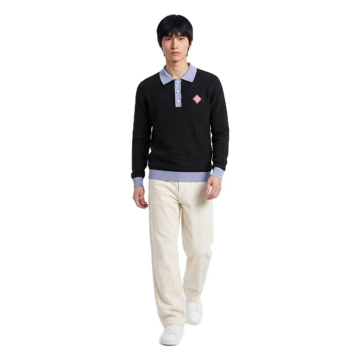 Casablanca black & lavender polo collar pullover, photo 2