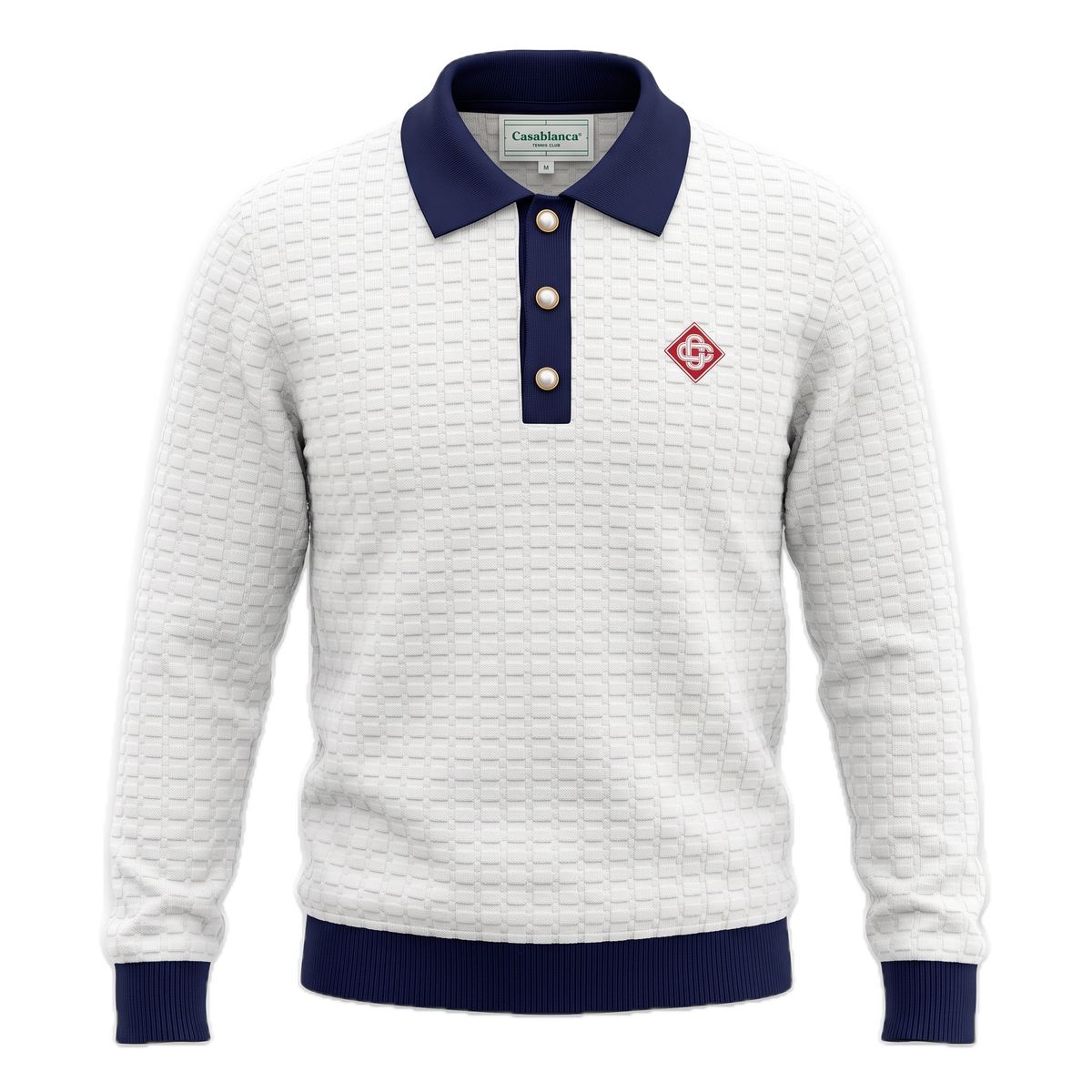 Casablanca white & navy polo collar pullover