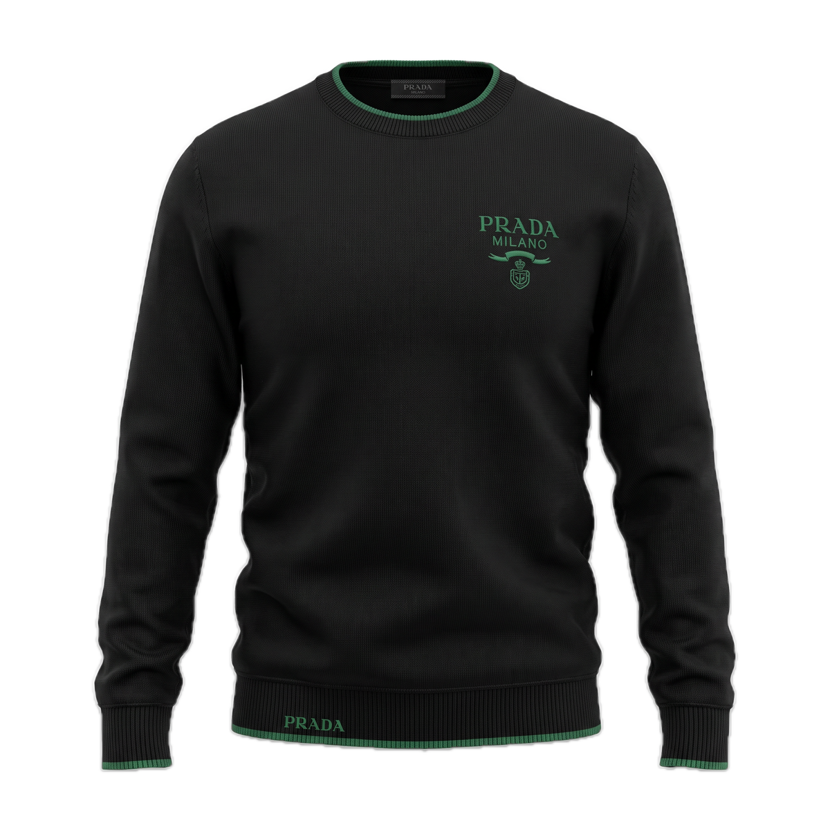 Prada black & green embroidered logo pullover