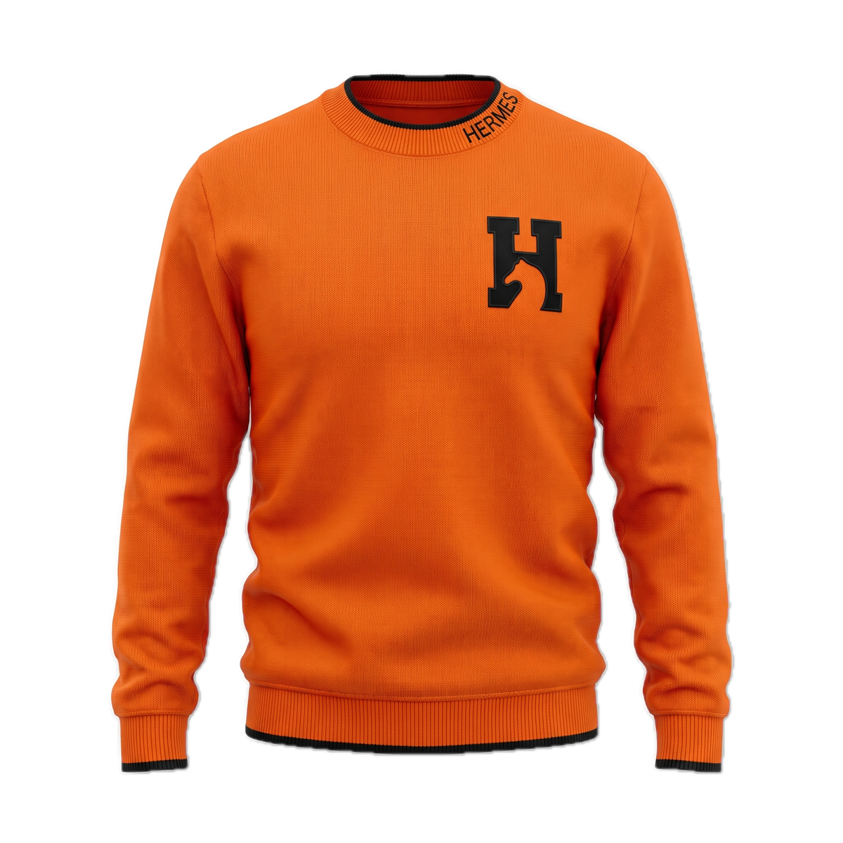 Hermes orange & black H logo pullover