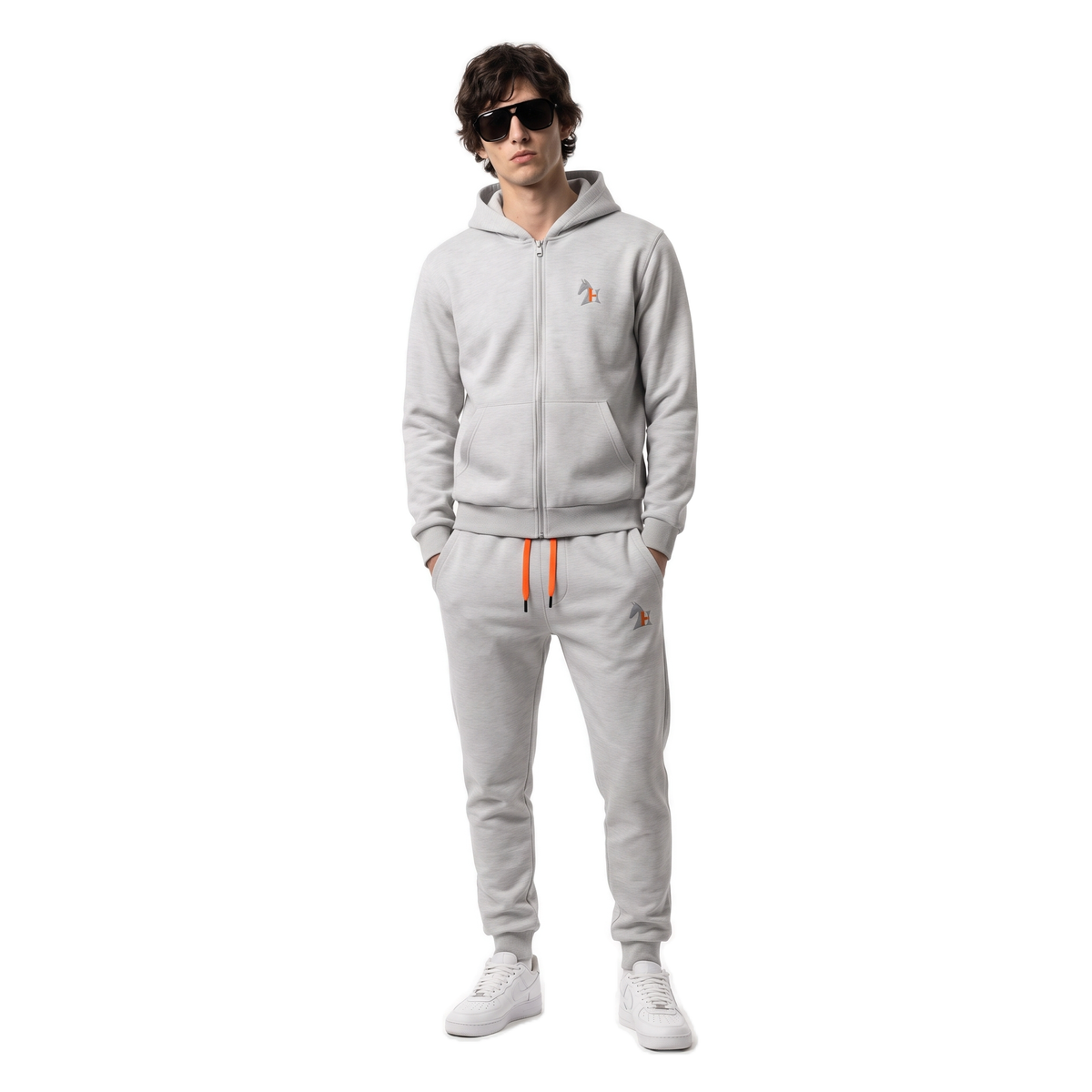 Hermes grey zip hoodie & jogger set, photo 2