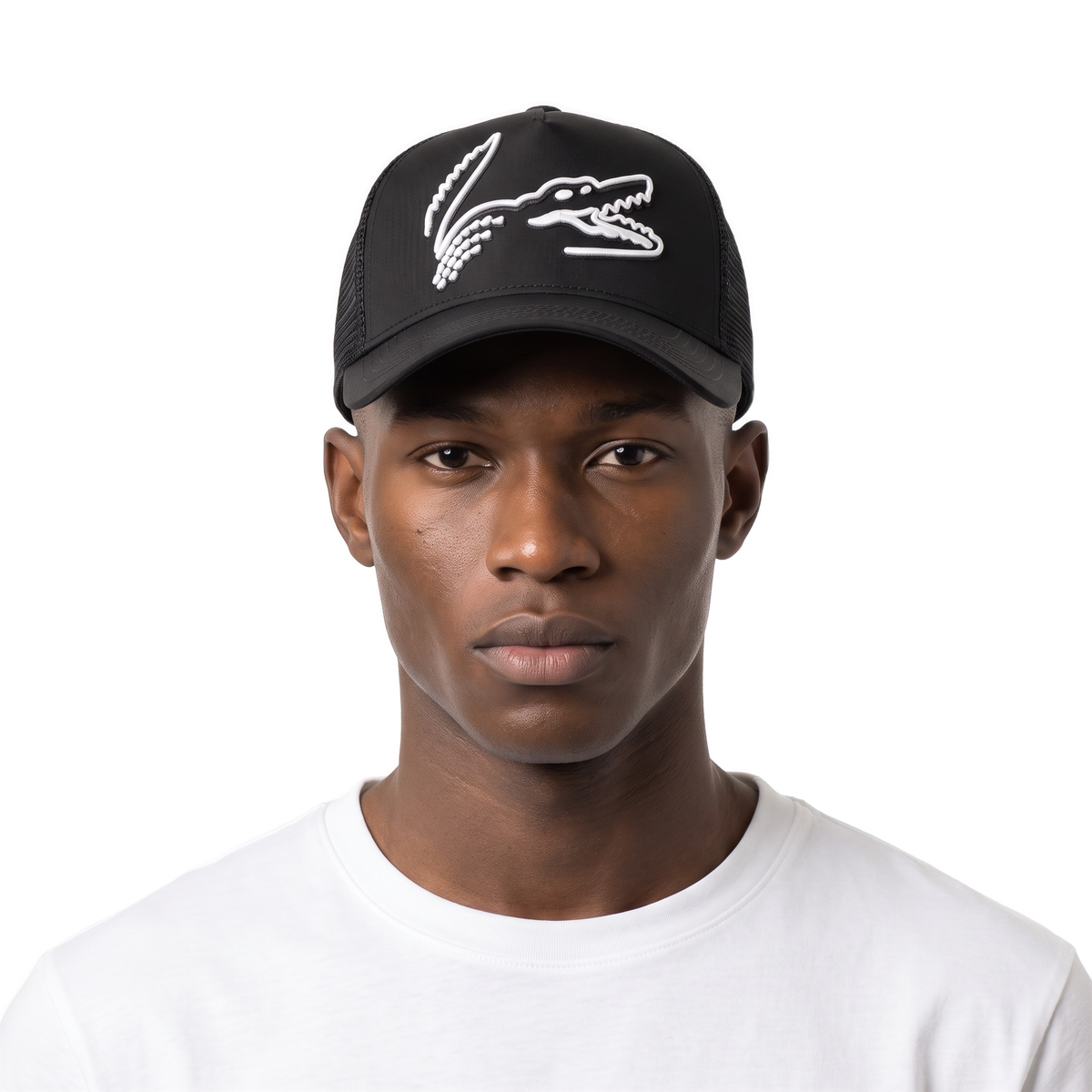 Lacoste Cap, black trucker, croc outline, photo 2