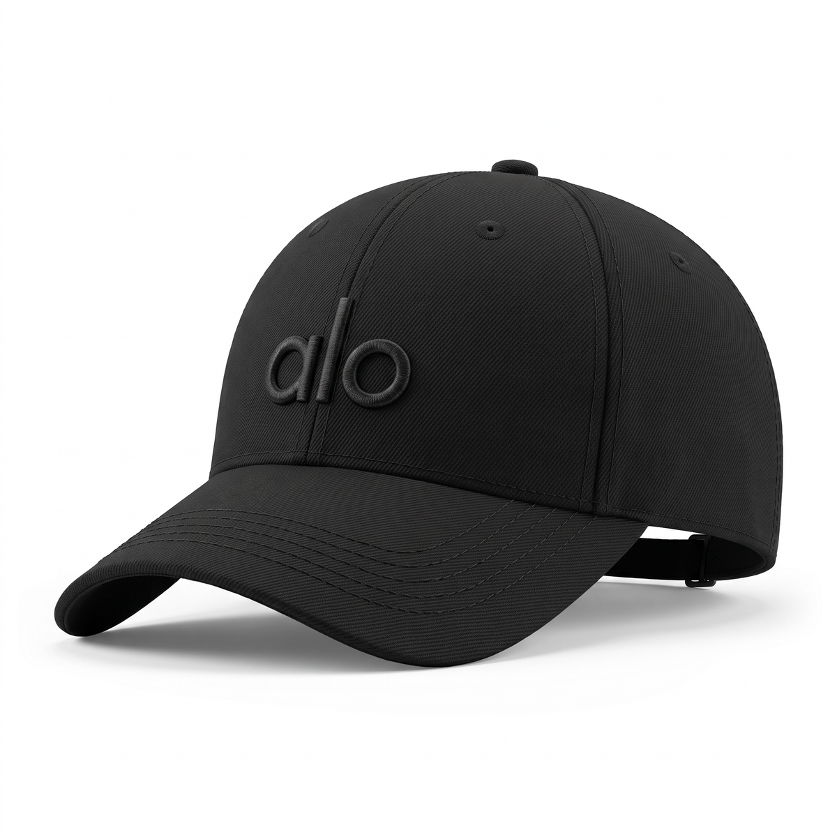 Alo Cap, black tonal logo, plain brim