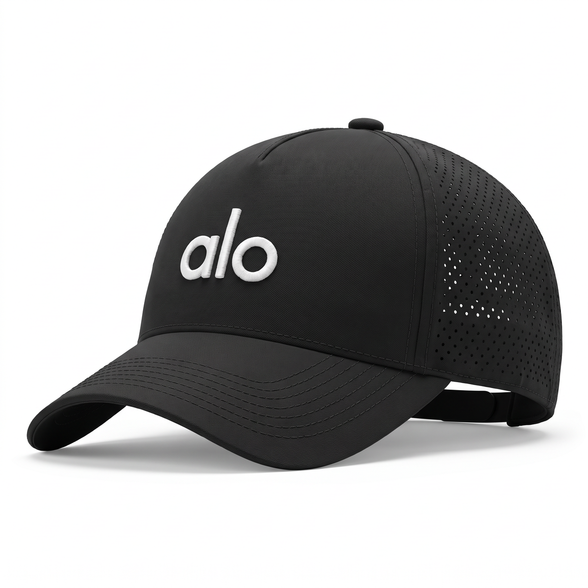 Alo Cap, black perforated, white logo