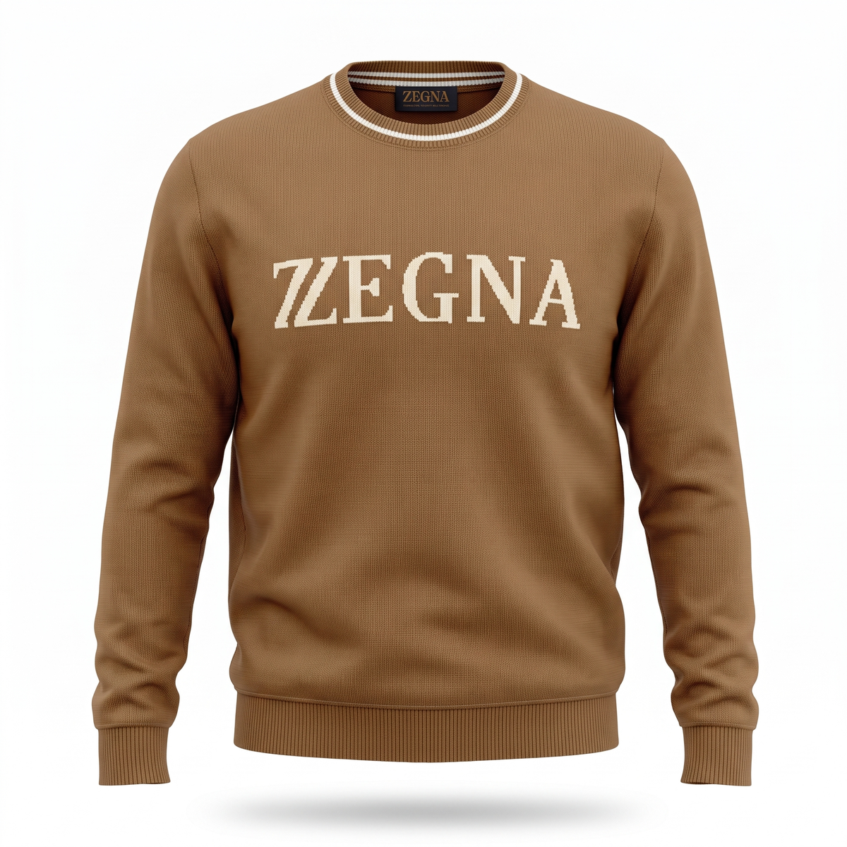 Zegna camel logo knit pullover