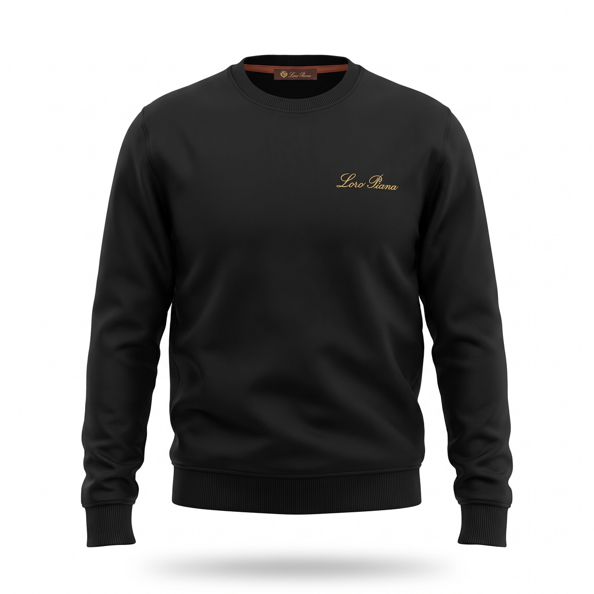 Loro Piana black gold script logo sweatshirt