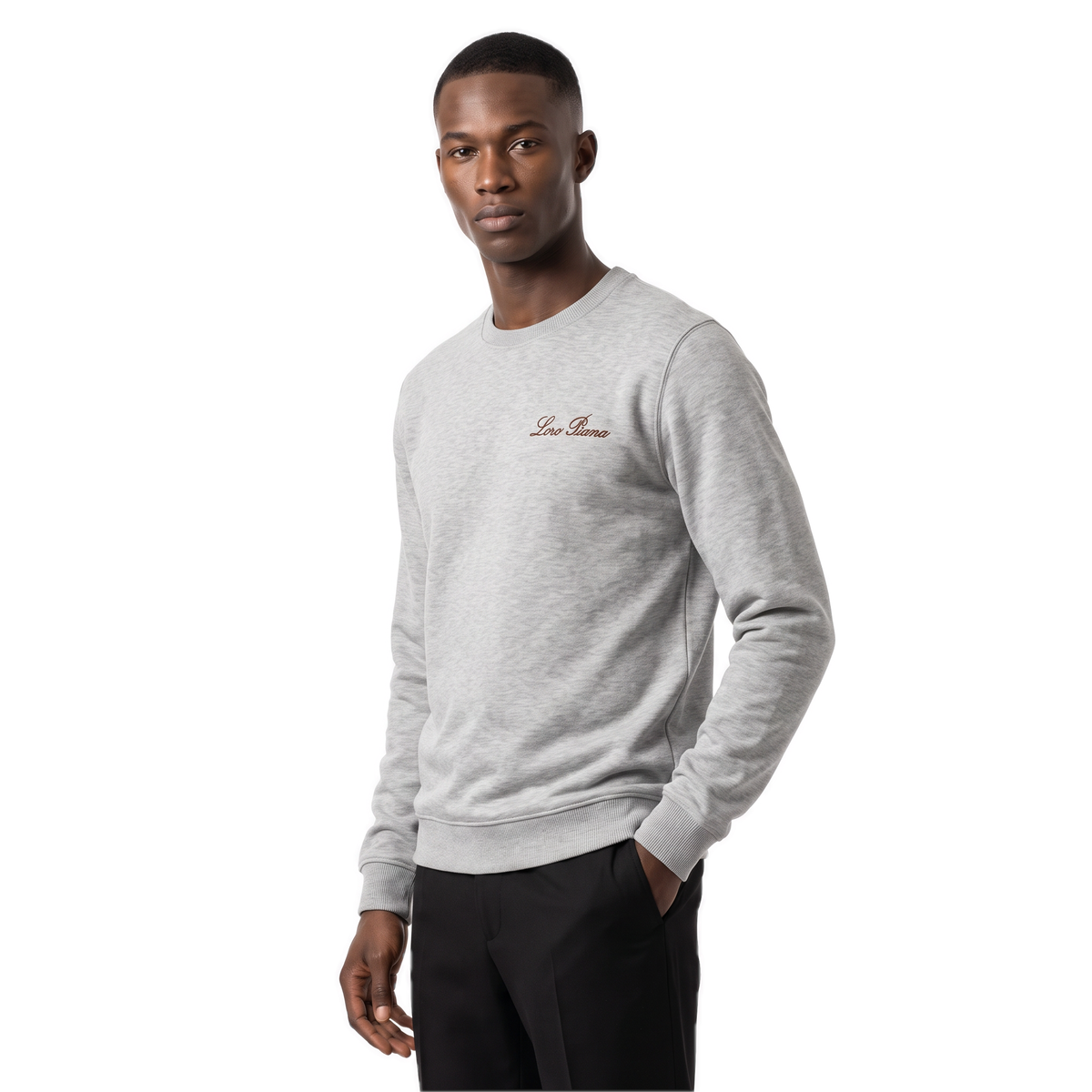 Loro Piana grey gold script logo sweatshirt, photo 2