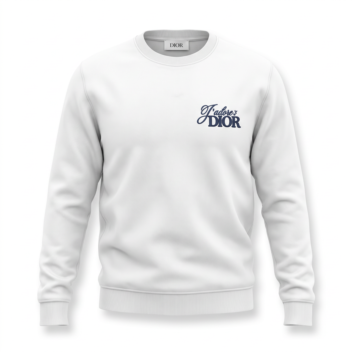 Dior white navy script logo sweatshirt