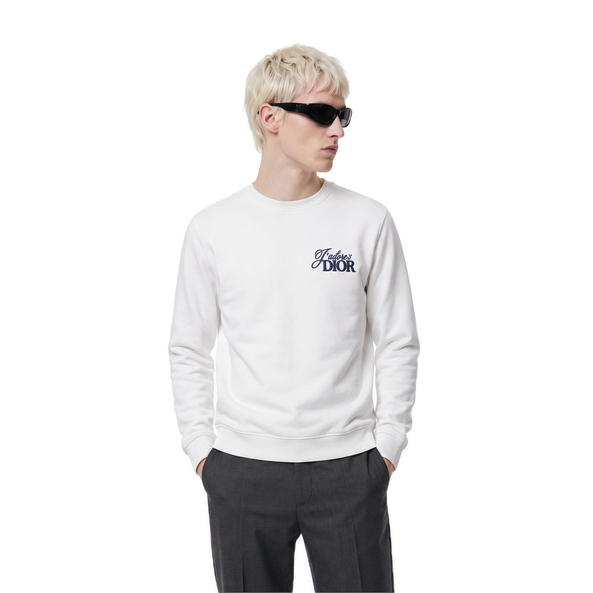 Dior white navy script logo sweatshirt, photo 2