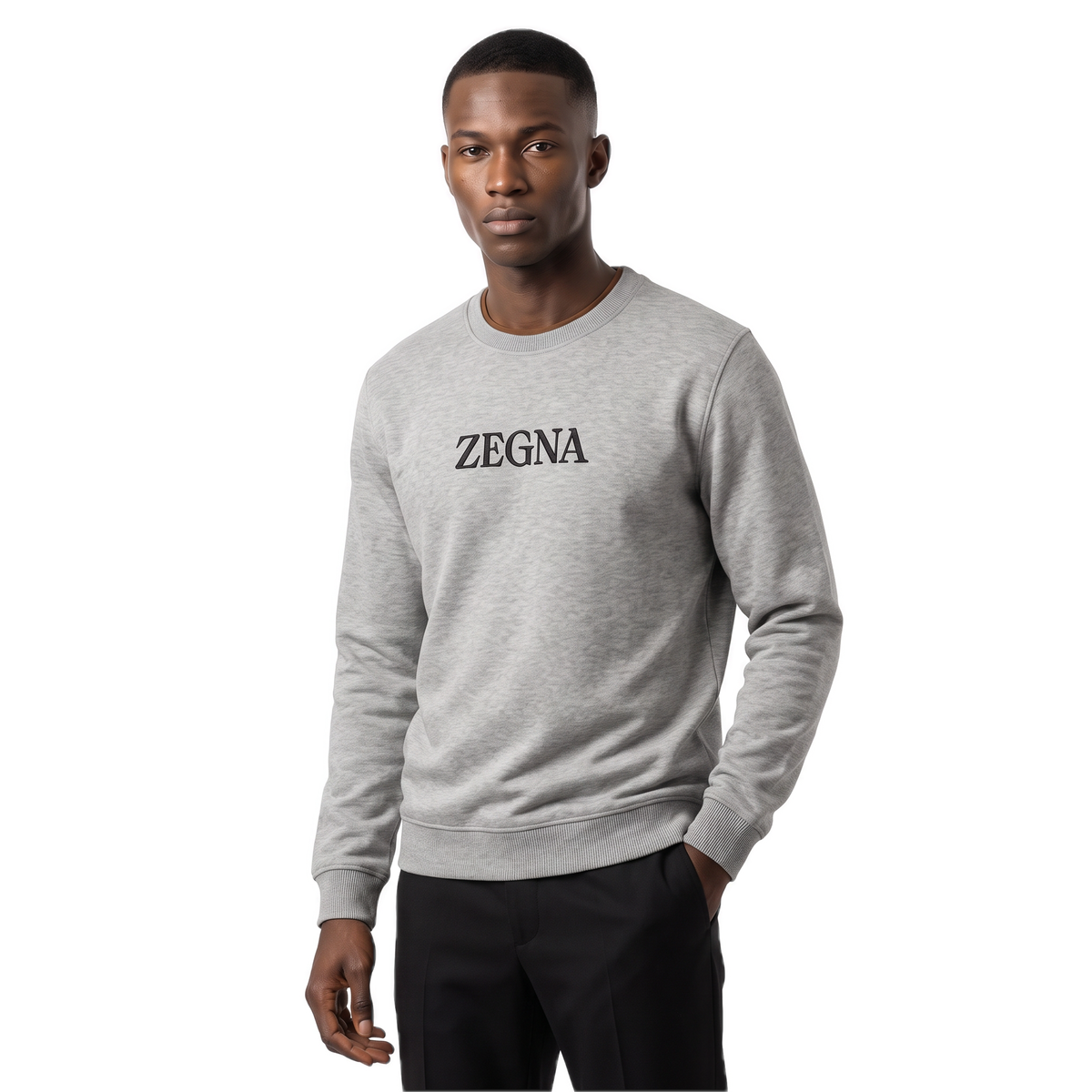 Zegna grey logo print sweatshirt, photo 2