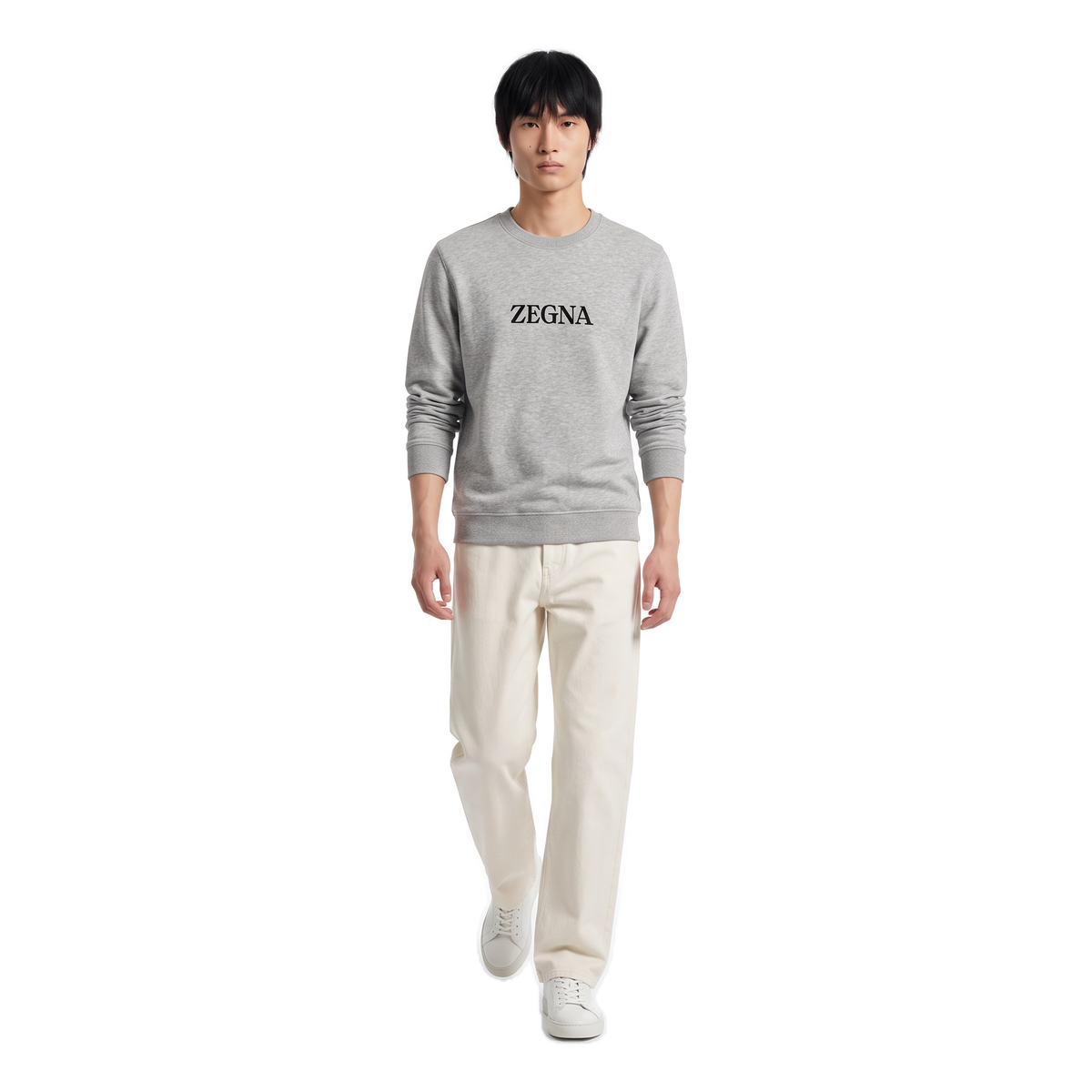 Zegna light grey logo print sweatshirt, photo 2