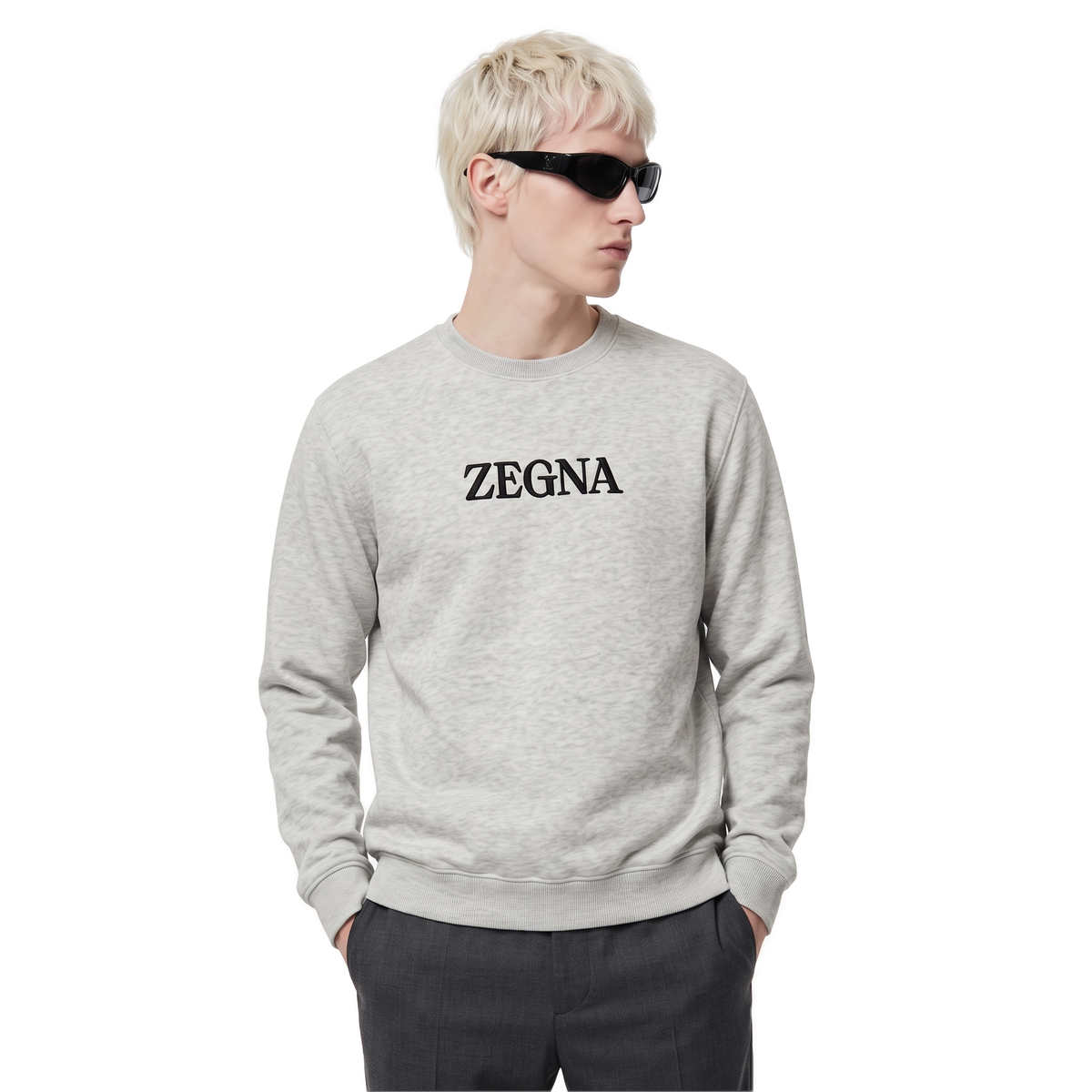 Zegna heather grey big logo sweatshirt, photo 2