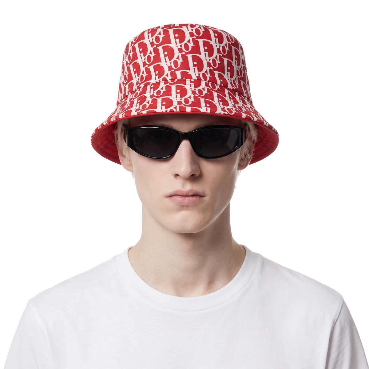 Dior Hat, red logo print bucket, photo 2