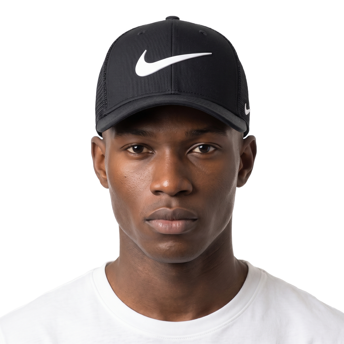Caps — black Nike trucker cap, straight on