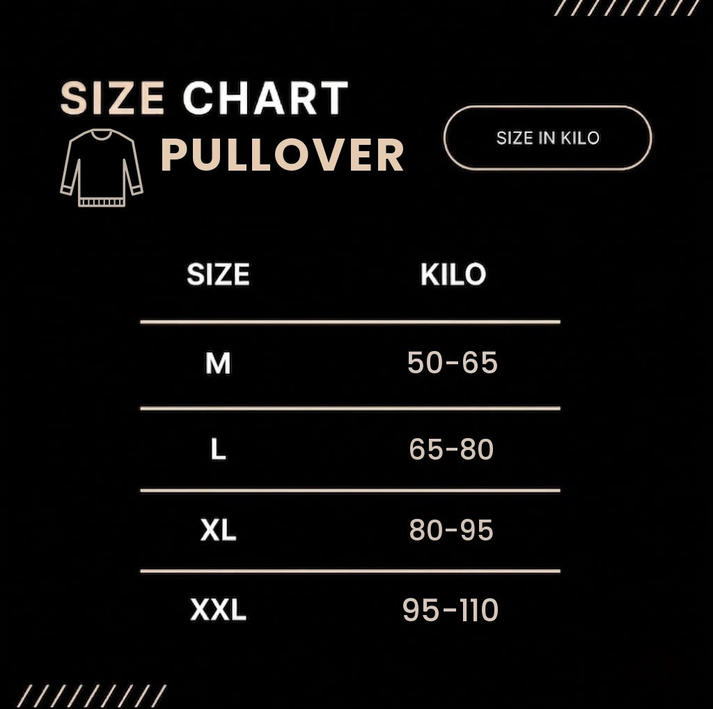 Pullover size chart