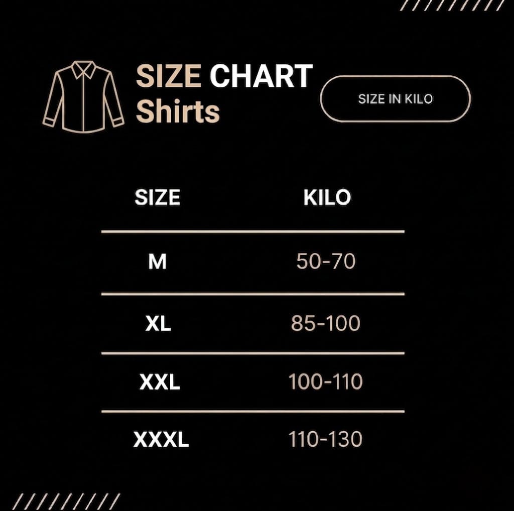 Shirt size chart