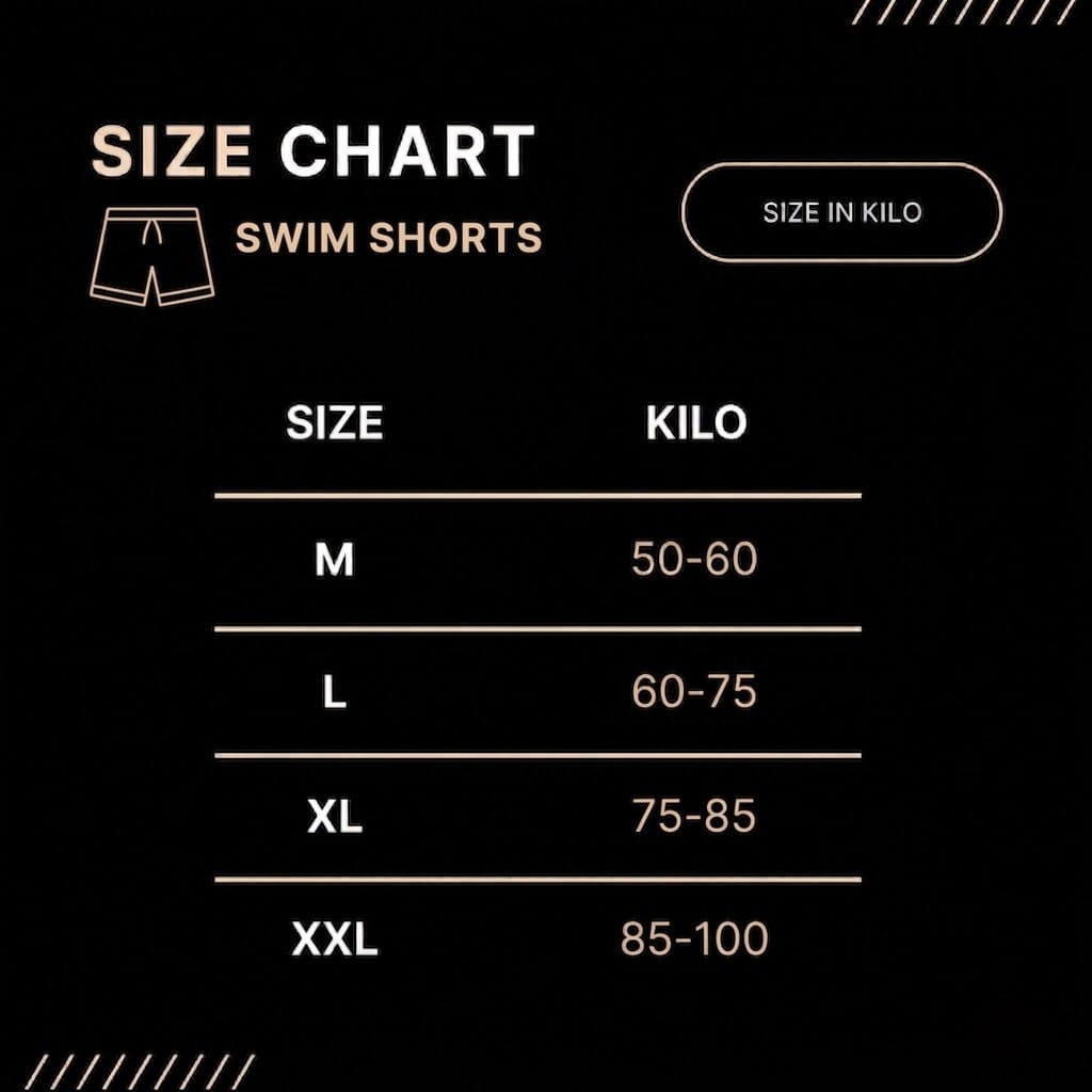 Swim Shorts size chart